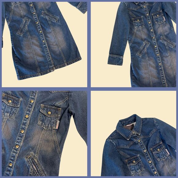 Vintage Y2K denim dress, size 7/8 Mary-Kate Ashley 2000s faded cotton midi dress - Picture 2 of 8